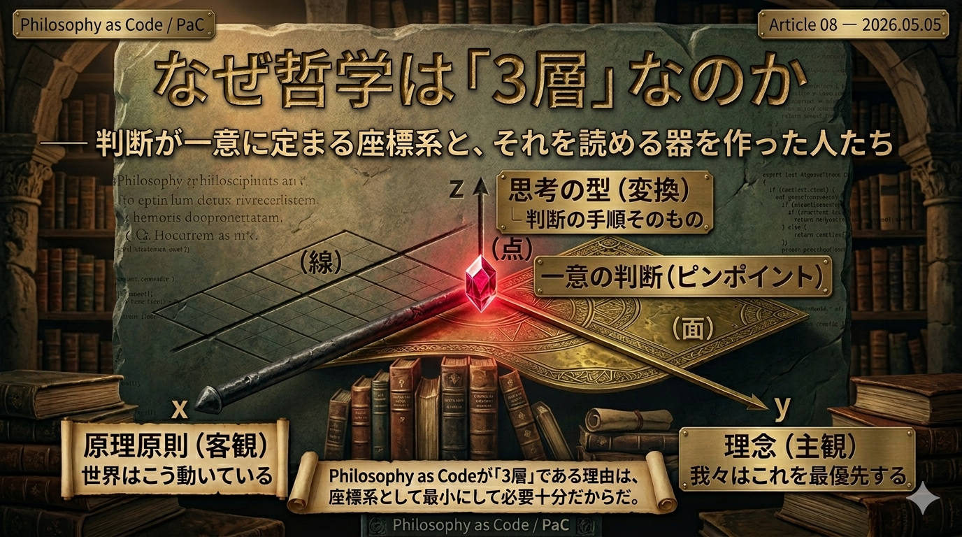 なぜ哲学は「3層」なのか ── 判断が一意に定まる座標系と、それを読める器を作った人たち